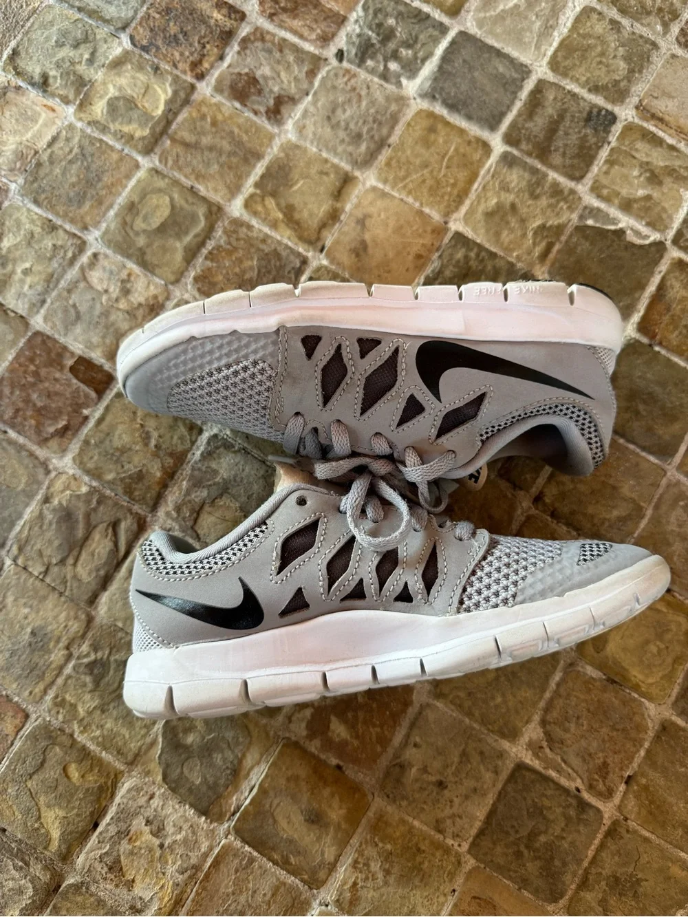 Nike Gray & White Mesh Training Sneakers